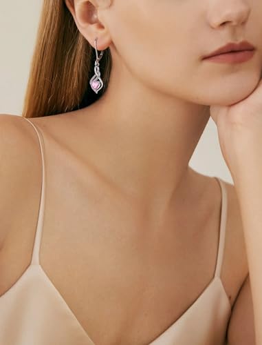 YL 925 Sterling Silver Infinity Dangle Drop Earrings Pear Cut Birthstone Leverback Earrings for Women2