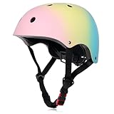 Kids Bike Helmet, Adjustable and Multi-Sport, from Toddler to Youth, 3 Sizes (Pink Yellow Blue)