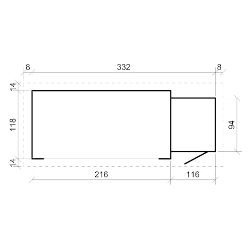 TIMBELA M205 Holz-Geräteschuppen 344x146x199 cm – Gartenhaus mit Brennholzregal, wasserfestem Dach, 3.64 m²