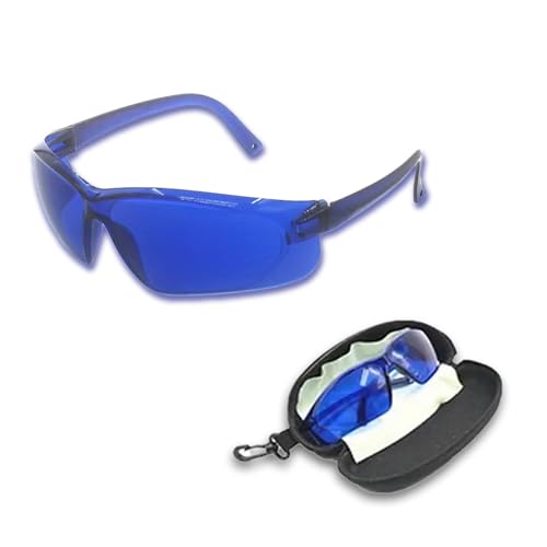 Generic Golf Ball Finder Glasses Full Gift Set, UV Resistant Blue Lens, Sporty Golf Sunglasses Locating Eyewear for Outdoor Course, Complete Zipper Case & Cleaning Cloth