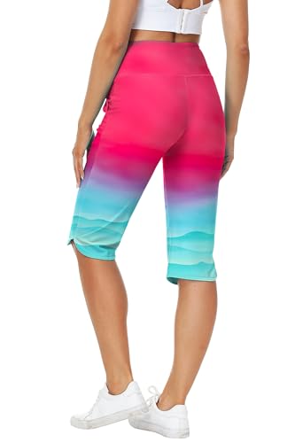Image of AOBUTE Womens Swim Capris Pant Sun Protection High Waisted Swimming Leggings with Pockets (No Lining)
