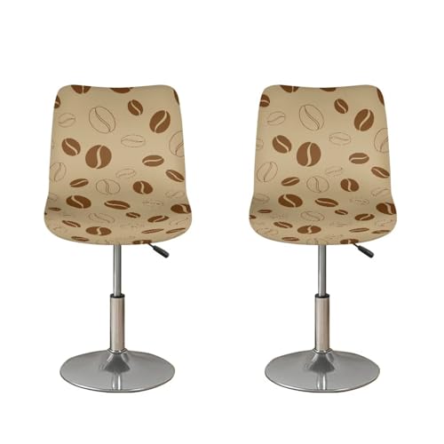 Image of Bar Stool Seat Covers 2 Pieces Bar Stool Covers with Bar Stool Chair Cover Kitchen Island Stools Brown Coffee Beans Washable Soft Chair Seat Slipcover for Dining Room