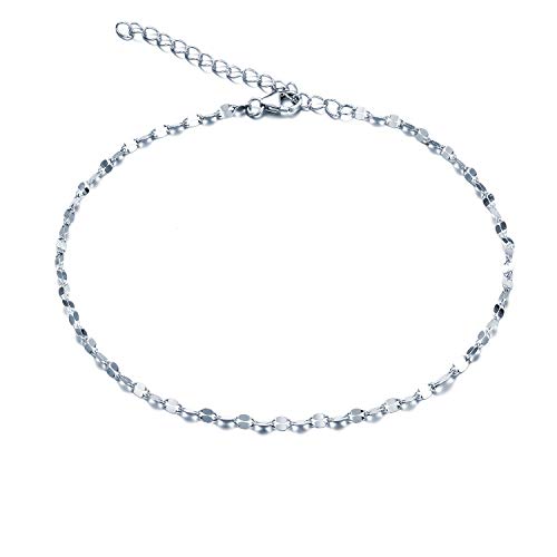 UK Sreema Cadena de plata de ley 925 de 1 mm de grosor con estampado de diamante con cierre de anillo de resorte, tobillera, cadena de tobillo/pulsera incluye bonita caja de regalo