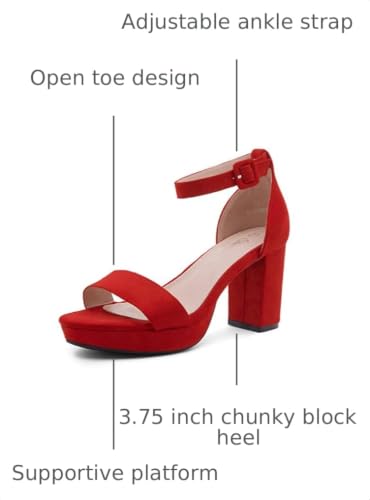 Image of Shoe Land Platform Heels for Women | 3.75 Inch Chunky Block Heeled Sandals with Ankle Strap | Open Toe Strappy High Heels for Wedding, Party & Formal Events