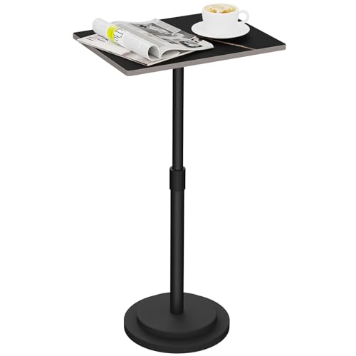 GUOHNHE Hauteur Réglable Table d’appoint, Bout de Canapé en Métal, Tables à Café, Style Industriel pour Salon, Chambre, Bureau, Paquet de 1, Noir,...