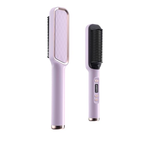 Glättbürste, Professionelles Glätteisen, Verbrühungsschutz Keramik Haarglätter Bürste mit LED Display, 4 Temperaturstufen, 160 °C bis 220 °C, Lila Glättbürste, Professionelles Glätteisen, Verbrühungsschutz Keramik Haarglätter Bürste mit LED Display, 4 Temperaturstufen, 160 °C bis 220 °C, Lila