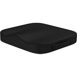 Portable Seat Cushion for Office Soft Memory Foam Seat Cushion Non Slip Bottom with Carry Handle,Washable Cover，Comfortable Coccyx Cushion for Home Office Chair Pad，Car Seat (Black)