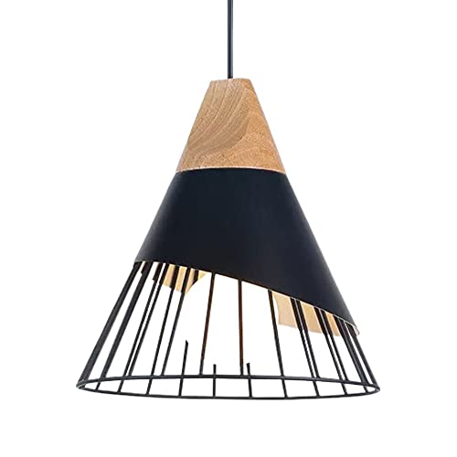 Suspension E27 en métal et bois artisanale lanterne décorative de plafond pour bar