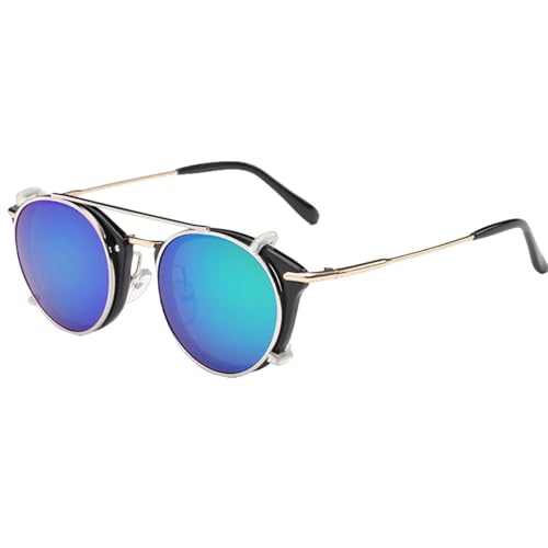 Lunettes de soleil rétro steampunk au design mécanique soigné et doubles verres ronds