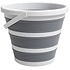 Balde Retrátil 5L Silicone Dobrável com Alça Ergonômica Multiuso Flexível Limpeza Geral 5 Litros Pescaria Viagem Praia Fácil de Armazenar e Guardar (Cinza)