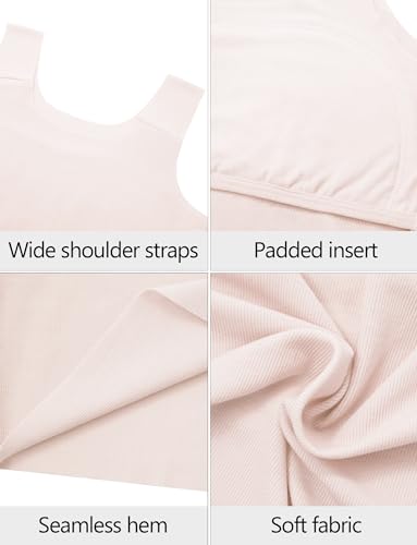 Image of FEOYA Teen Girls Camisole Training Cotton Bra Round Neck Tank Top with Shelf Bra 2 /3 Pack