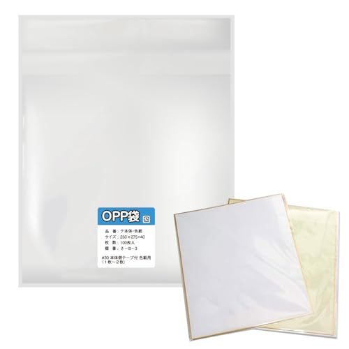 色紙用OPP袋 100枚入 【標準色紙用】 250x275+40mm 30ミクロン 本体側 開閉自在 テープ付き 透明 国産のサムネイル