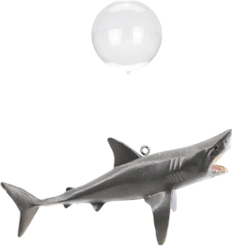 Gray Adjustable Aquarium Shark Decor with Floating Ornaments