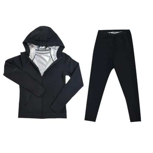 Traje de sauna para mujer, para pérdida de peso, sudoración, gimnasio, ropa deportiva, conjunto de chándal de secado rápido, talla grande para mujer