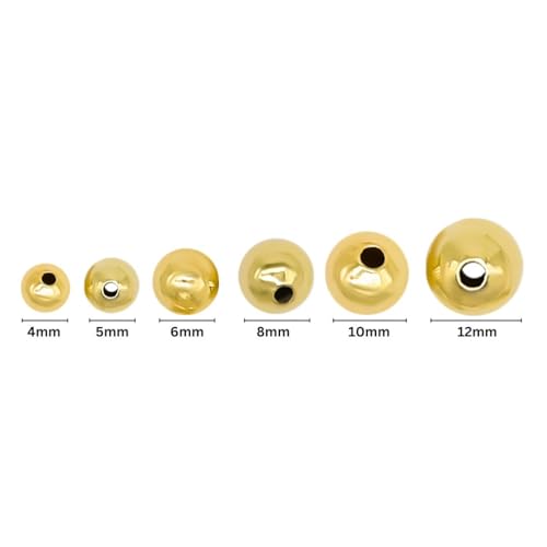 Image of SATRA TRADERS Heavy Weight Brass Balls Gold Plated Round Spacer Beads for DIY Necklace, Bracelet, and Earring Designs (5mm-25pcs)