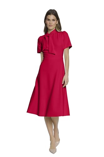 Image of Maggy London Women's Crepe Fabric Flight Attendant Bow Neck Tie Short Sleeve A-line