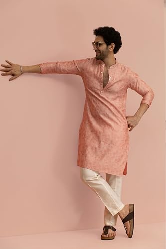 Image of KISAH Men's Silk Blend Mirror Work Kurta | Wedding Sangeet Festive Ethnic for Men