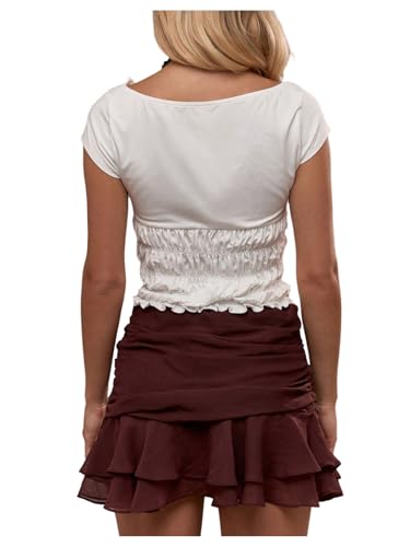 SweatyRocks Women's Y2K Mini Skirt Layered Ruffle Vintage Retro Short Skirts2