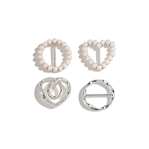 Image of 4PCS Scarf Ring Clip and Shirt Tie Rings - Waist Cinch Clips for Women's Clothing and Dresses