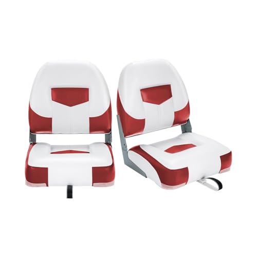 GOPLUS Lot de 2 Siège Pilot de Bateau, Chaise Pliable de Bateau Assise de Pilotage avec Bas Dossier,Fauteuil Pliant Pêcher pour Voilier, Bateau de Pêche,...