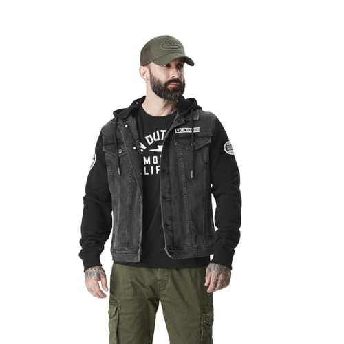Von Dutch Veste Jeans Bi-matière Homme Used Noir Taille M
