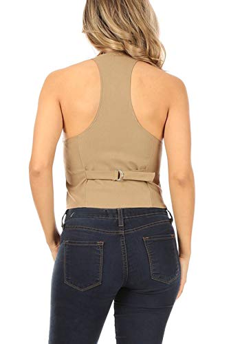 Dressy Casual Versatile Racerback Vest Tuxedo Suit Waistcoat Made in USA Tan 2XL3