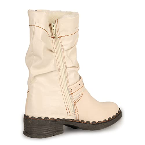 TMA EYES Women Fashion Leather Winter Boots with Faux Fur Lining side Zipper Buckle Shoes3