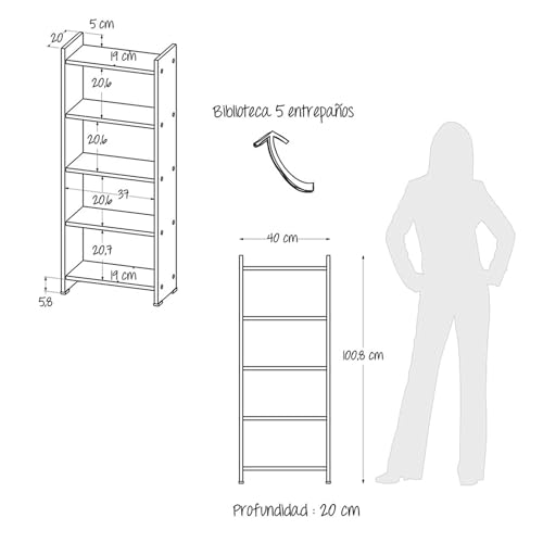 Oficina, Home escritorio y librero Marca MADERKIT (3)
