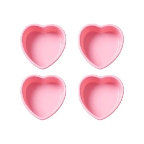 REKIDOOL Silicone Muffin Pans Cupcake Set,4 Inches Hearts Shaped Silicone Baking Pans Molds Nonstick Cupcake Liners Silicone Baking Cups (Pack of 4, Pink) Cover