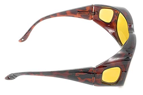 Polarized Night Driving Fit Over Wear Over Glasses Sunglasses - Extra Large (60015 Tortoise, 65)2