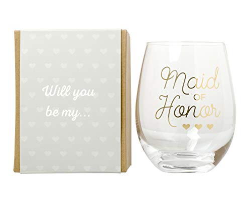 Kate & Milo Maid of Honor' Wine Glass MOH Gifts from Bride, Bachelorette Party Accessories, 1 Count (Pack of 1) - Image 3