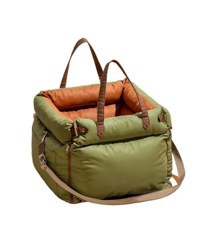 Seggiolino Auto Gita Invernale Per Animali Domestici Tornio Seggiolino Auto Per Cani In Ecopelle Lusso Lettino Per Gatti Rialzato Comodo Viaggio(Green)