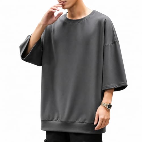 Amazon | [YIMANIE] Tシャツ メンズ 七分袖 ビッグシルエット オーバー