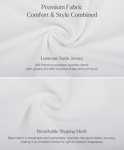 Image of Popilush Women Formal Wedding Guest Dress - Shapewear Bridesmaid Dresses Built-in Bra Floor Length Prom Dress with Tie
