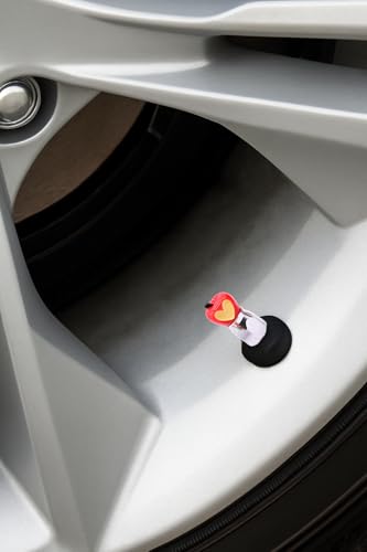 4-Pack Handmade Red Apple Valve Stem Caps with Heart Design for Schrader Valves, Unique Car & Bike Accessory, Fun Tire Decor, Colorful Novelty Gift for Car Enthusiasts