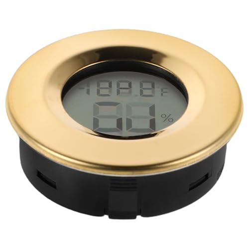 Anneome Digital Hygrometer for Cigar Humidor and Reptile Terrarium, Mini Indoor Room Humidity Meter Embedded Round Gold Design for Home and Greenhouse Use