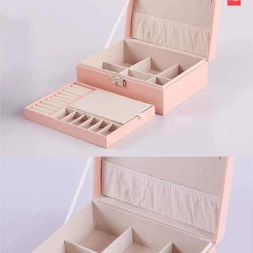 Boîte de rangement pour bijoux verrouillable à double compartiment