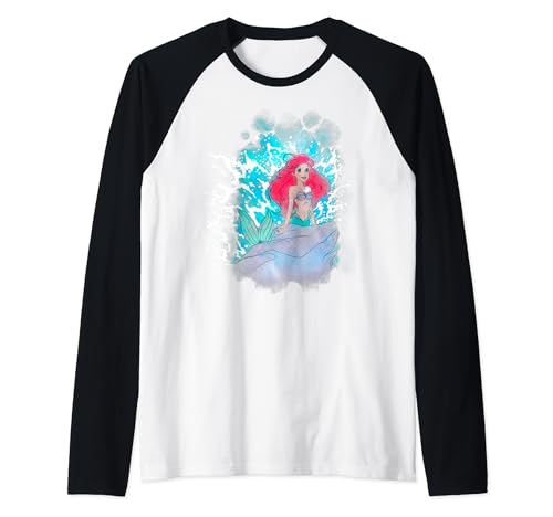 T-shirt Ariel Disney raglan baseball imprimé watercolor femme