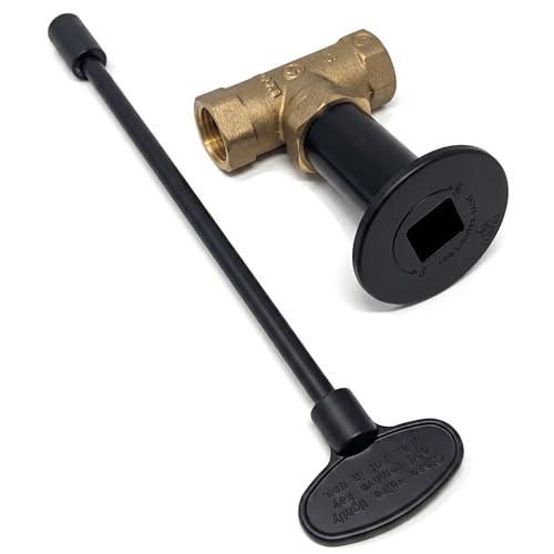 Fire Pit Gas Valve Kit | 1/2 NPT | CSA Certified Solid Brass Ball Valve Flat Black Flange & 8 Key | Natural Gas & Propane | Indoor/Outdoor