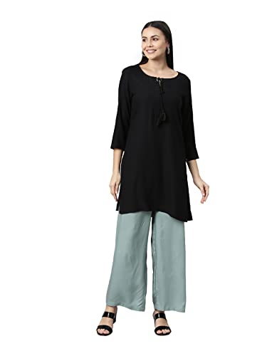 Image of GO COLORS Soft Viscose Basic Palazzo Full Length for Women| Breathable, Mid Rise, Relaxed Fit
