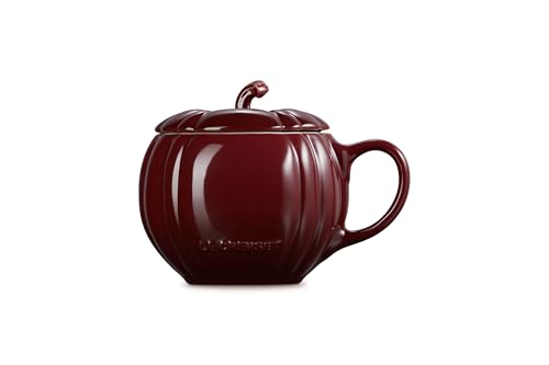 Image of Le Creuset Stoneware Pumpkin Mug with Lid, 14 oz., Garnet