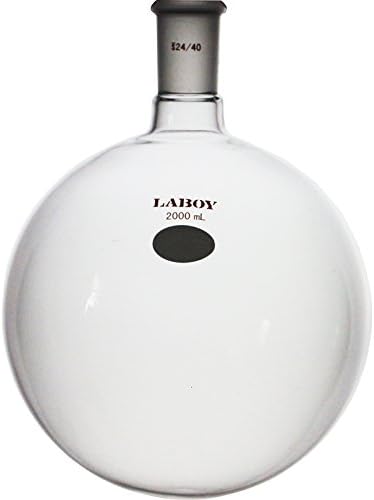 Laboy Glass 2000mL Single Neck Round Bottom Boiling Flask Heavy Wall with 24/40 Joint Heating Reaction Receiving Flask Organic Chemistry Lab Glassware
