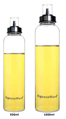 Image of Signoraware Even Flow Borosilicate Glass oil Dispenser, 500ml+1000ml, Set of 2,Clear