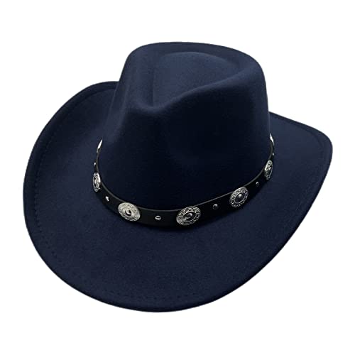 4 Cappelli Da Cowboy Western In Feltro Unisex Con Tesa Larga E Fibbia - Perfetti Per Feste A Tema, Regali E Collezionismo - 3