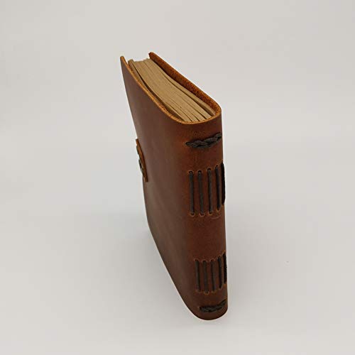 Handcraft Leather Journal with Lined Paper, 120 Sheets Kraft Pages, Leather Strap Closure, Light Brown, 5x7 Inches - Image 3