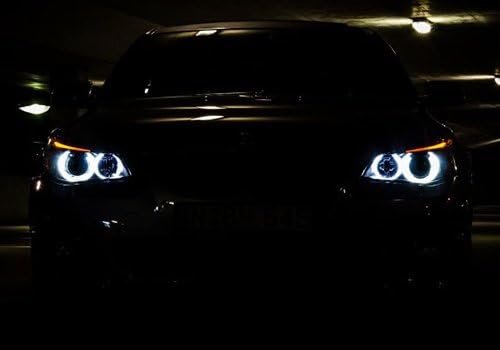 4x White LED Angel Eye Headlight Halo Ring Daytime Light 501 W5W Canbus Bulb For E60 E61 5 Series Pre LCI