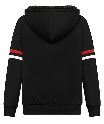 Image of V VALANCH Boys Hoodie Zip Up Fleece Lined Jacket Warm Sherpa Hooded Sweatshirts for Boys Girls 6-15 Years