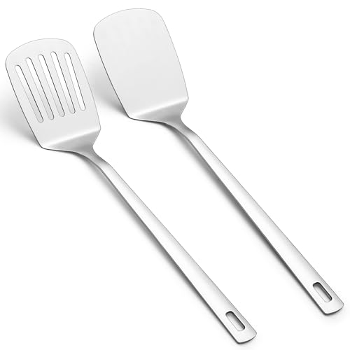 Comparison: Best Stainless Steel Spatula 4 Kyraton Stainless Steel Spatulas Set, Silver Slotted Turner, Solid Turner, Kitchen Spatulas for Nonstick Cookware, Dishwasher Safe, Easy to Clean