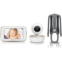 Motorola Nursery VM855 - Vigilabebés con conexión Wi-Fi con aplicación y unidad para padres de 5 pulgadas, visión nocturna, temperatura y conversación bidireccional, 480p, Sólo movimiento