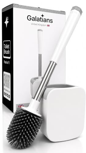 Image of Toilet Brush and Holder Set, Wall Mounted Loo Brush with Hidden Tweezers